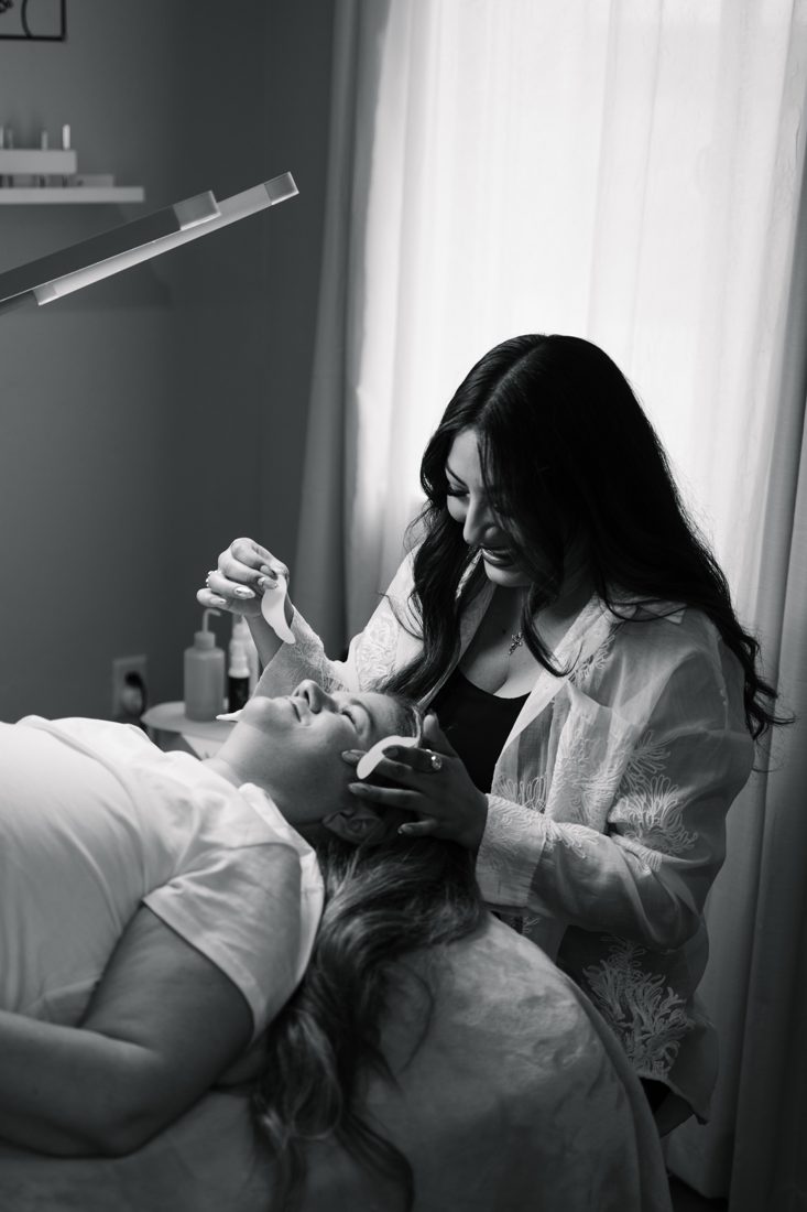 Nancy working with a client at Beauty Luxe AK
